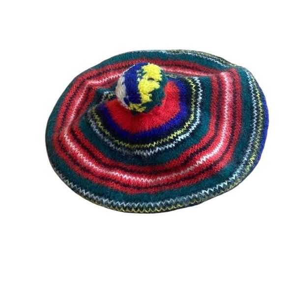 Hand-Knitted Scottish Beret Hat Royal Stewart 100% Pure Wool Red Green - Picture 2 of 6